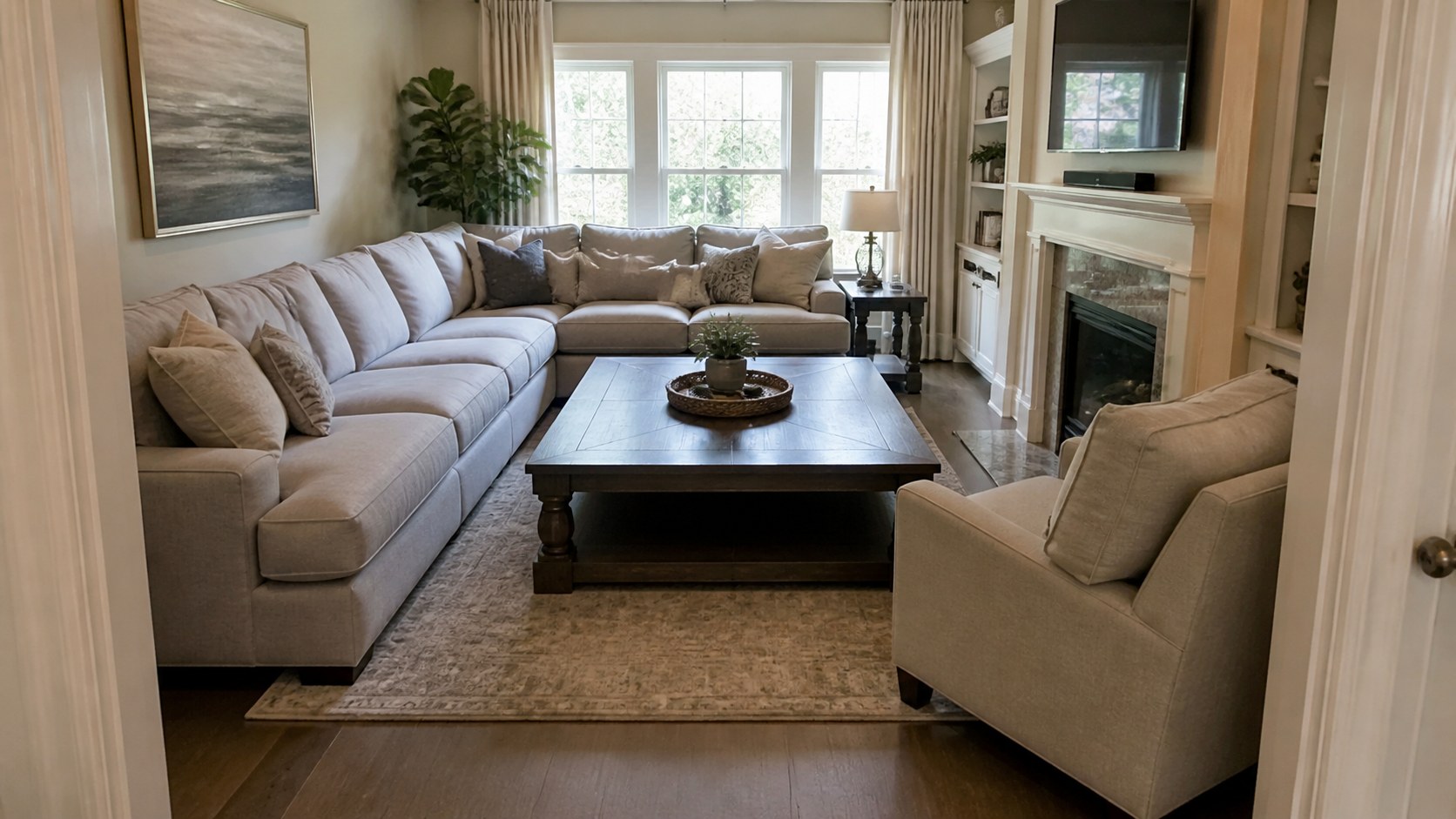 oversized furniture mistakes, cramped walkways, heavy tables, small rugs, and poor room fit