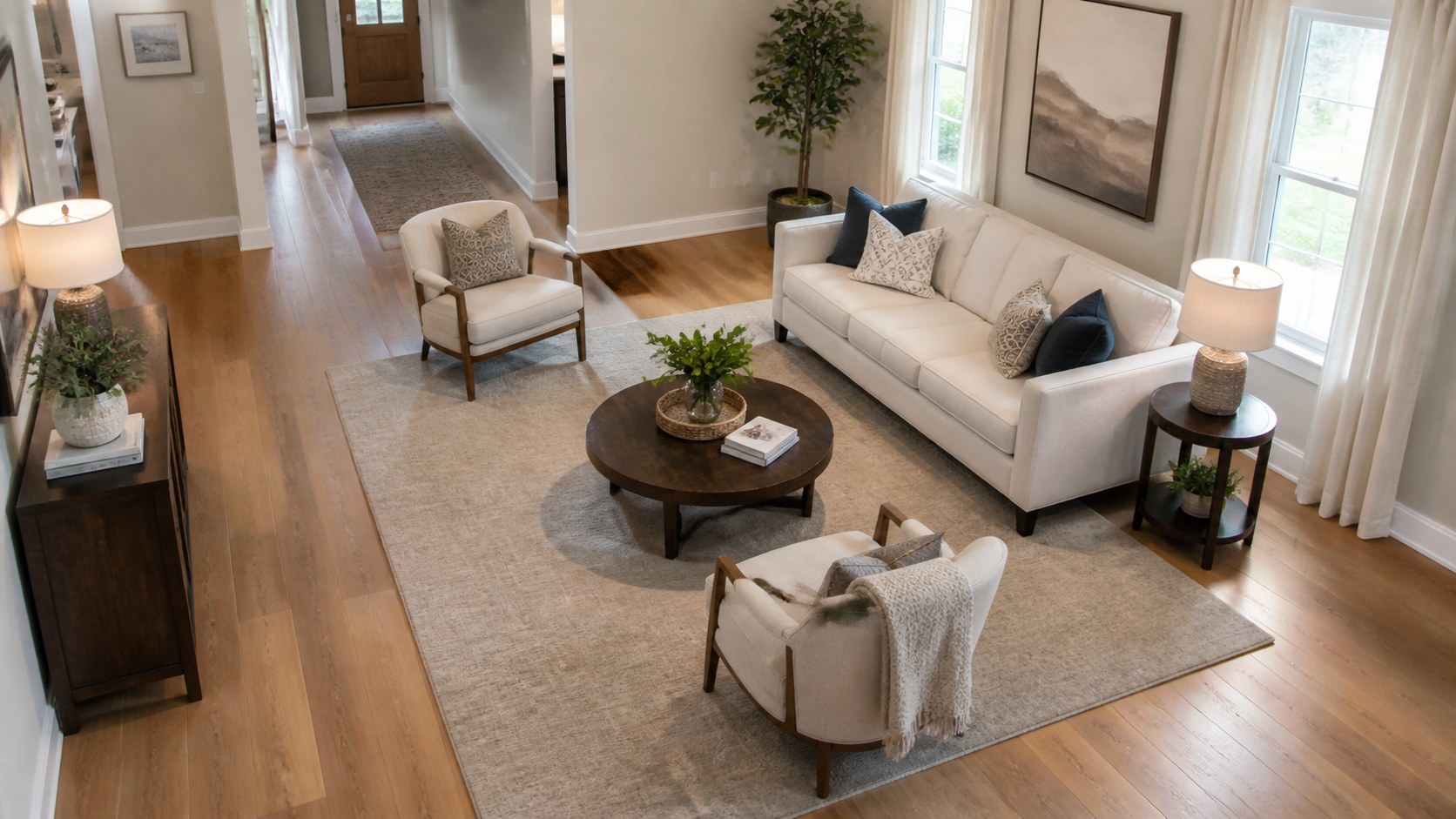 step-by-step furniture placement, curved paths, and fewer collision points