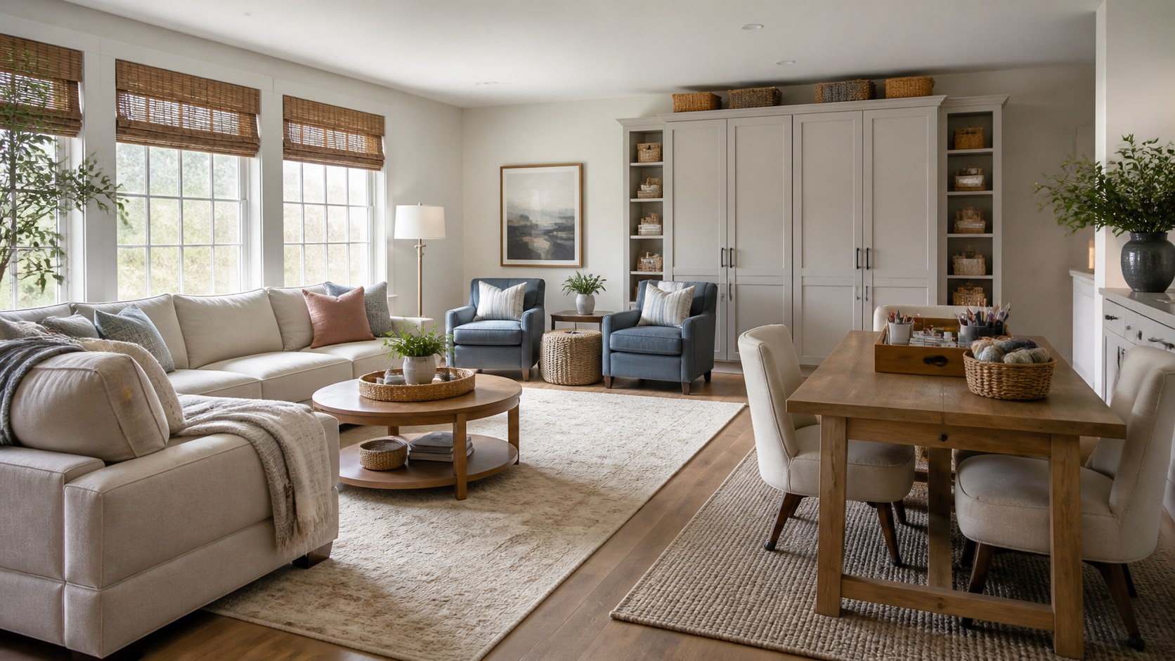 zoning, storage, seating, activity changes, and daily reset habits