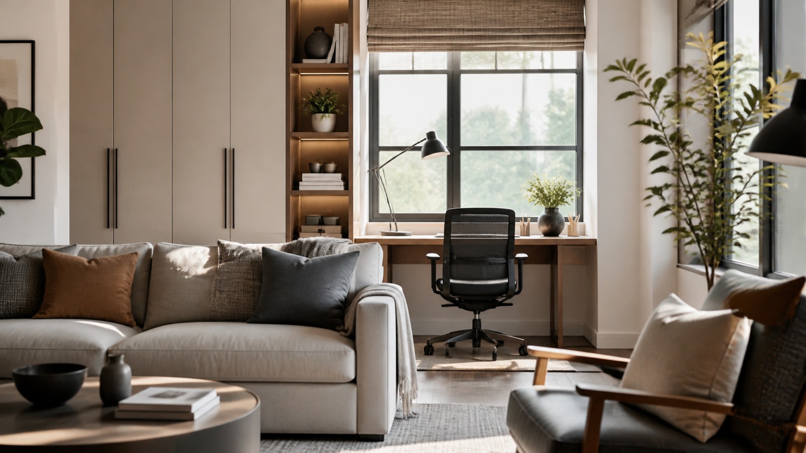 Living room comparing sofa with chairs and sectional seating arrangements around a rug and coffee table